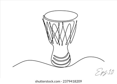  continuous line art drawing of bongo drum musical instrument