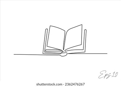 continuous line art drawing of book