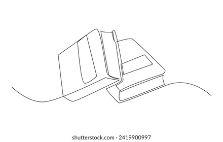 Continuous line art drawing of book illustration template