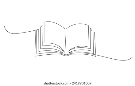 Continuous line art drawing of book illustration template