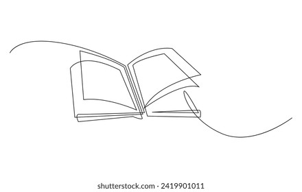 Continuous line art drawing of book illustration template