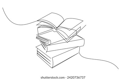 Continuous line art drawing of book illustration template