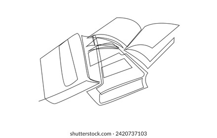 Continuous line art drawing of book illustration template