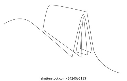 Kontinuierliche Zeichnung des Buches. Offenes Buch-Einzelzeilenkunst-Vektorgrafik-Vorlage