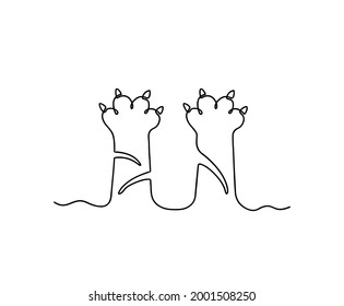 Continuous line art drawing of cat. Minimalist black outline art kitten isolated on white background. 