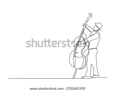 Continuous line art drawing of Cello Music Player. Musician playing cello in single outline illustration. 