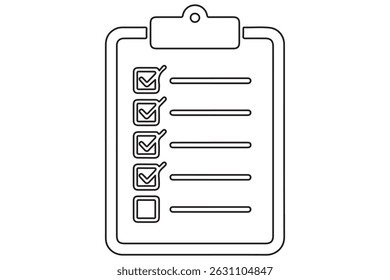 Kontinuierliche Linien-Zeichnung der Checkliste Zwischenablage Symbol Vektorgrafik
