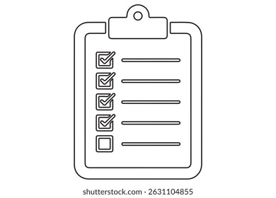 Desenho de arte de linha contínua da ilustração vetorial do ícone da área de transferência da lista de verificação
