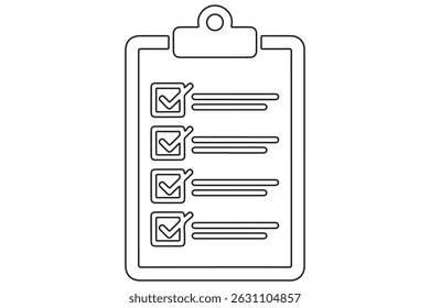 Dibujo continuo del arte de la línea de la Ilustración vectorial del icono del Portapapeles de la lista de comprobación
