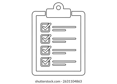 Dibujo continuo del arte de la línea de la Ilustración vectorial del icono del Portapapeles de la lista de comprobación
