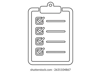 Desenho de arte de linha contínua da ilustração vetorial do ícone da área de transferência da lista de verificação

