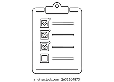 Desenho de arte de linha contínua da ilustração vetorial do ícone da área de transferência da lista de verificação
