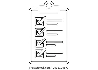 Kontinuierliche Linien-Zeichnung der Checkliste Zwischenablage Symbol Vektorgrafik
