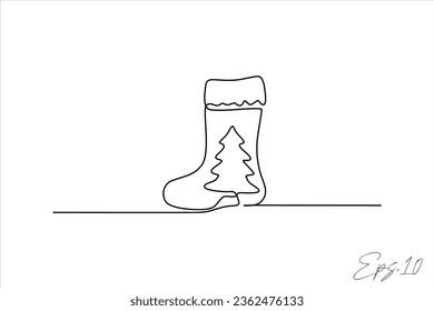  Continuous line art drawing of Christmas socks