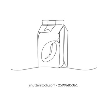 Continuous line art drawing of coffee pouch. Coffee packaging bag in one line drawing illustration. Editable stroke.