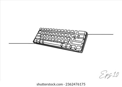 continuous line art drawing of computer keyboard