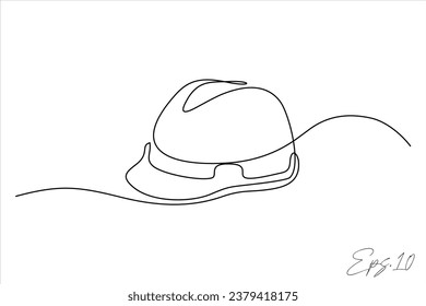  continuous line art drawing of contractor helmet tool