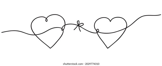 Kontinuierliche Zeichnung der Linien. Herzenslust symbolisiert Liebe. Abstrakte Herzen Frauen und Männer oder Freunde