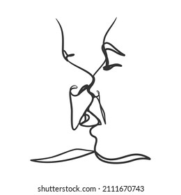 Pareja de dibujo de línea continua. Hombre y mujer de la línea de arte. Estilo minimalista dibujado a mano