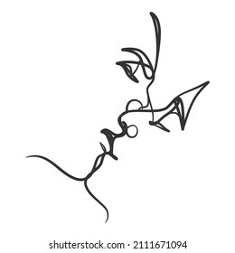 Continuous line art drawing couple. Line art man and woman. Hand drawn minimalist style.
