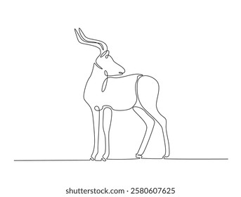 Continuous line art drawing of deer - animal concept. Antlers in single line art drawing vector illustration. Editable stroke.