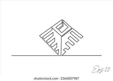  Continuous line art drawing of a descending staircase