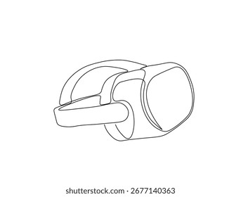 Continuous line art drawing of digital virtual reality glasses. VR glasses in single line art drawing vector illustration. Editable stroke.