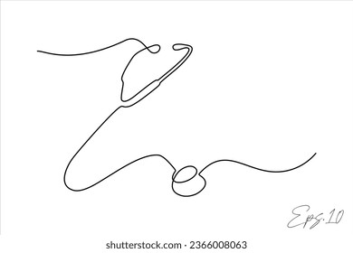 Continuous line art drawing of doctor's Stethoscope tool