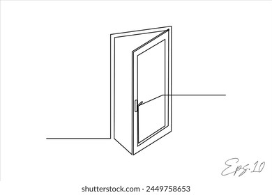 continuous line art drawing of a door