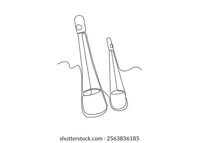 Continuous line art drawing of ektara musical instrument. Vector illustration.