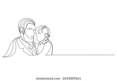 continuous line art drawing father and sons