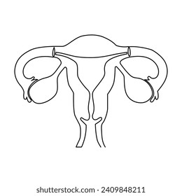 Continuous line art drawing of female reproductive uterus and women's day single line art out line vector art illustration