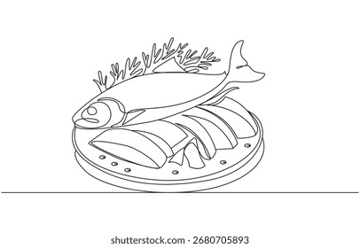 kontinuierliche Linie Kunst Zeichnung Fischschüsseln