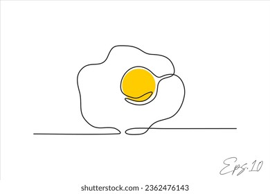 Continuous line art drawing of fried egg