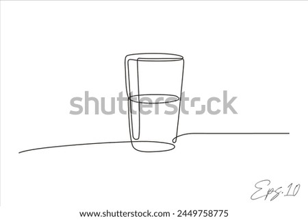 continuous line art drawing of a glass filled with water	