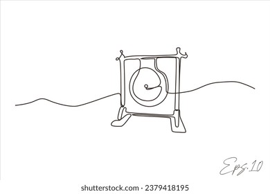  continuous line art drawing of gong musical instrument