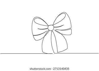 Continuous line art drawing of a graceful decorative bow, perfect for gift wrapping illustration