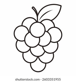 Continuous line art drawing of grapes, isolated on a white background