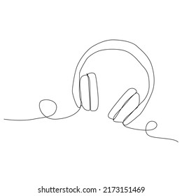 continuous line art drawing headset