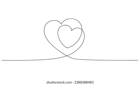 Dibujo continuo de arte de línea del corazón. Concepto de San Valentín. ilustración vectorial