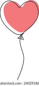 continuous line art drawing of heart beat hand drawn balloon festive balloons vector illustration