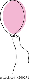 dibujo de línea continua de latido de corazón globo dibujado a mano globos festivos ilustración vectorial