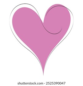 Desenho de arte em linha contínua ícones do coração conjunto ilustrações. Sinais de coração roxo linear abstrato, relacionamento, romance, símbolo de amor isolado. Mão desenhado bonito forma coração doodles conjunto. Amor caligráfico 