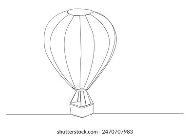 Dibujo de arte de línea continua de globo de aire caliente. Contorno de icono de globo de aire dibujado a mano.