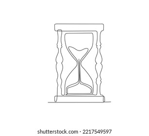 Continuous Line Art Drawing Of Hourglass. Hourglass Timer Single Line Art Drawing Vector Illustration.