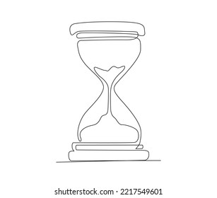 Continuous Line Art Drawing Of Hourglass. Hourglass Timer Single Line Art Drawing Vector Illustration.