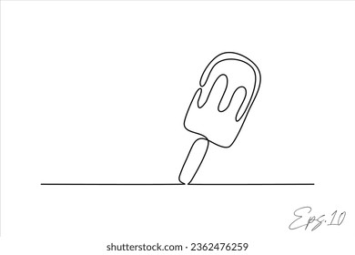 continuous line art drawing of ice cream