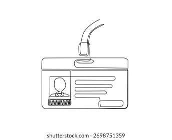 Desenho em forma de linha contínua do Cartão de Identificação ou do Cartão de Carta de Condução. Cartão de identidade ou Cartão de carta de condução em ilustração vetorial de desenho de arte de linha única. Conceito de Halloween.