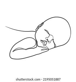 Continuous line art drawing illustration of baby, Little kid in the minimalist style