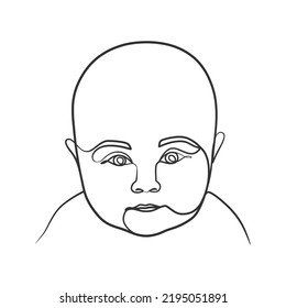 Continuous line art drawing illustration of baby, Little kid in the minimalist style